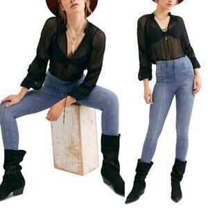 NWT Free People Feel Alright Jeans Riptide High Waist Denim Size 25 NEW‎ Jean